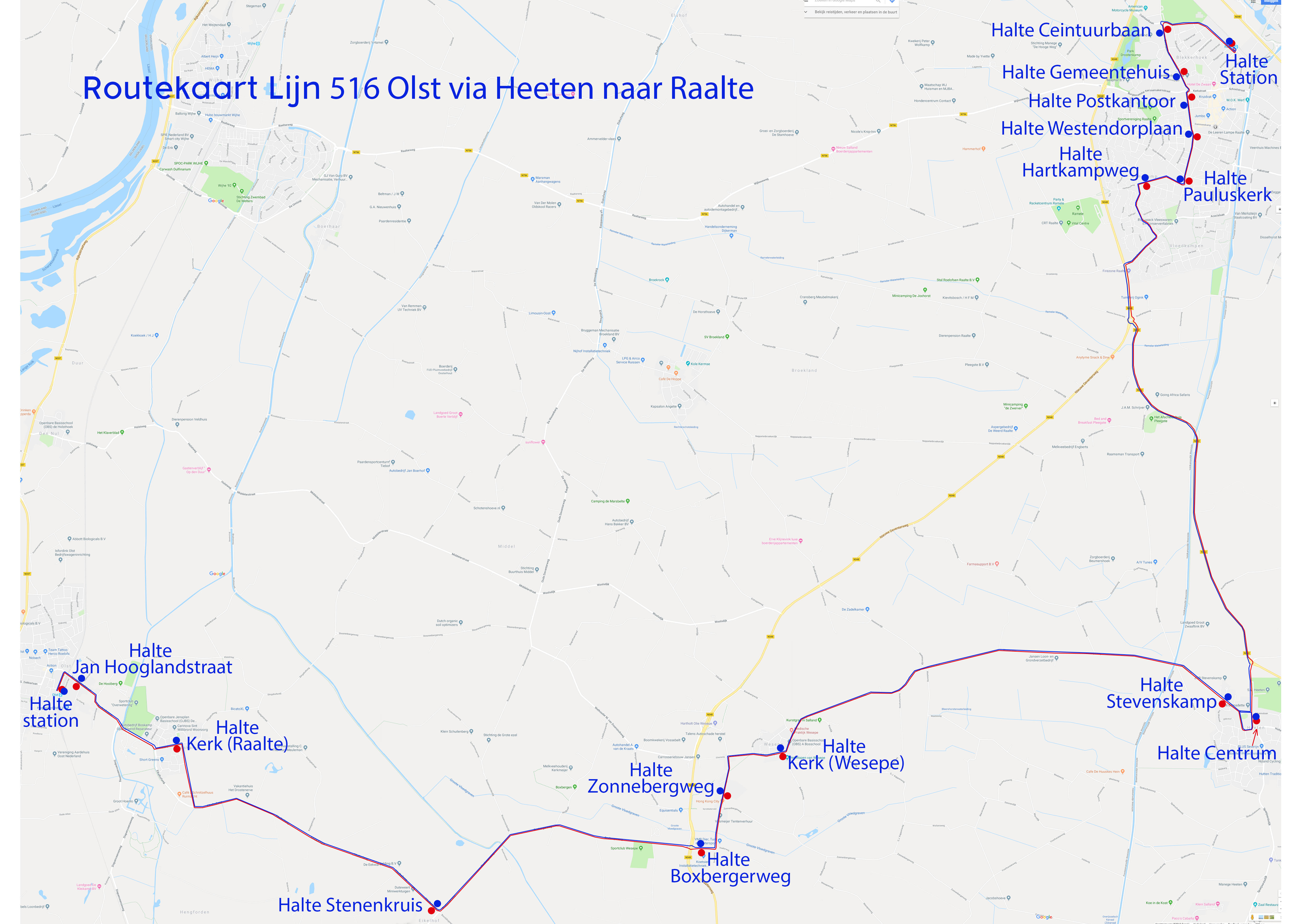 Lijn 516 - Dienstregeling vanaf 11 december 2023